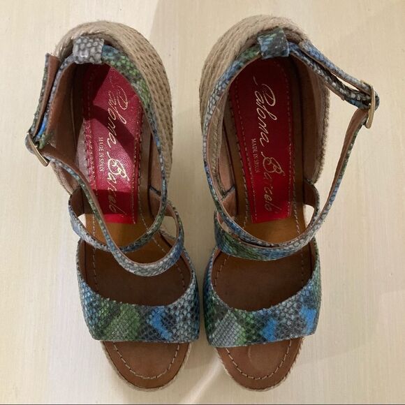 Paloma Barcelo Snakeskin Espadrille Wedge Sandals - Picture 12 of 15